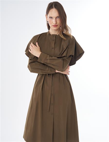 Cape-Detail Long Tunic – Khaki