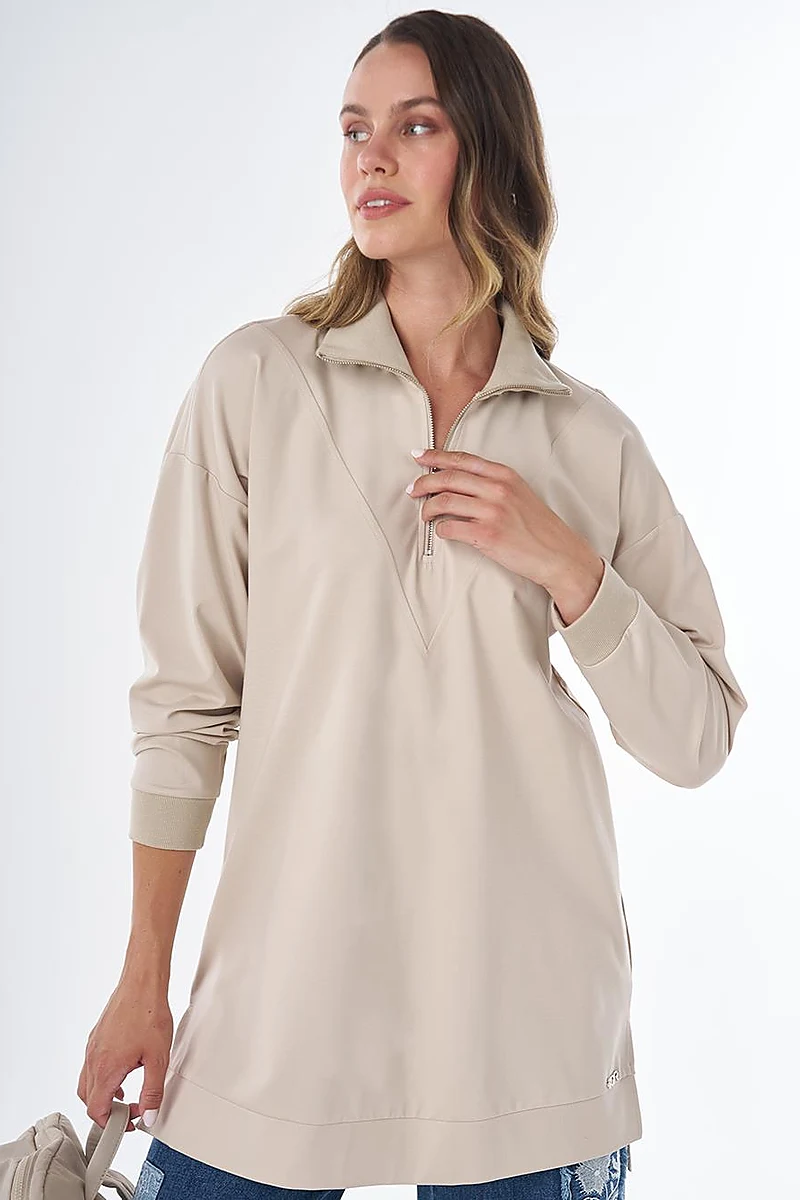 Stitch Detail Rayon Sweatshirt – Stone