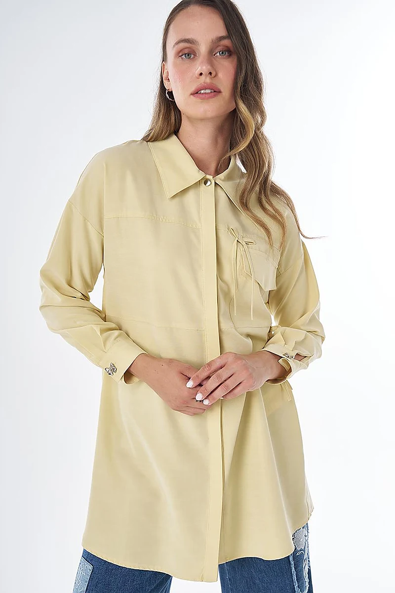 Bow Detail Modal Tunic – Lemon