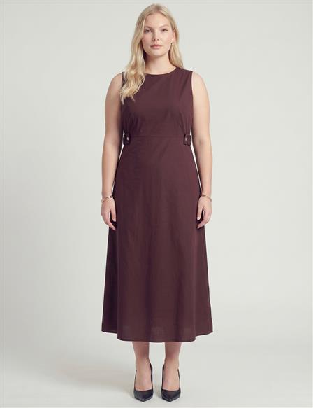 Waist Detail Dress – Dark Burgundy