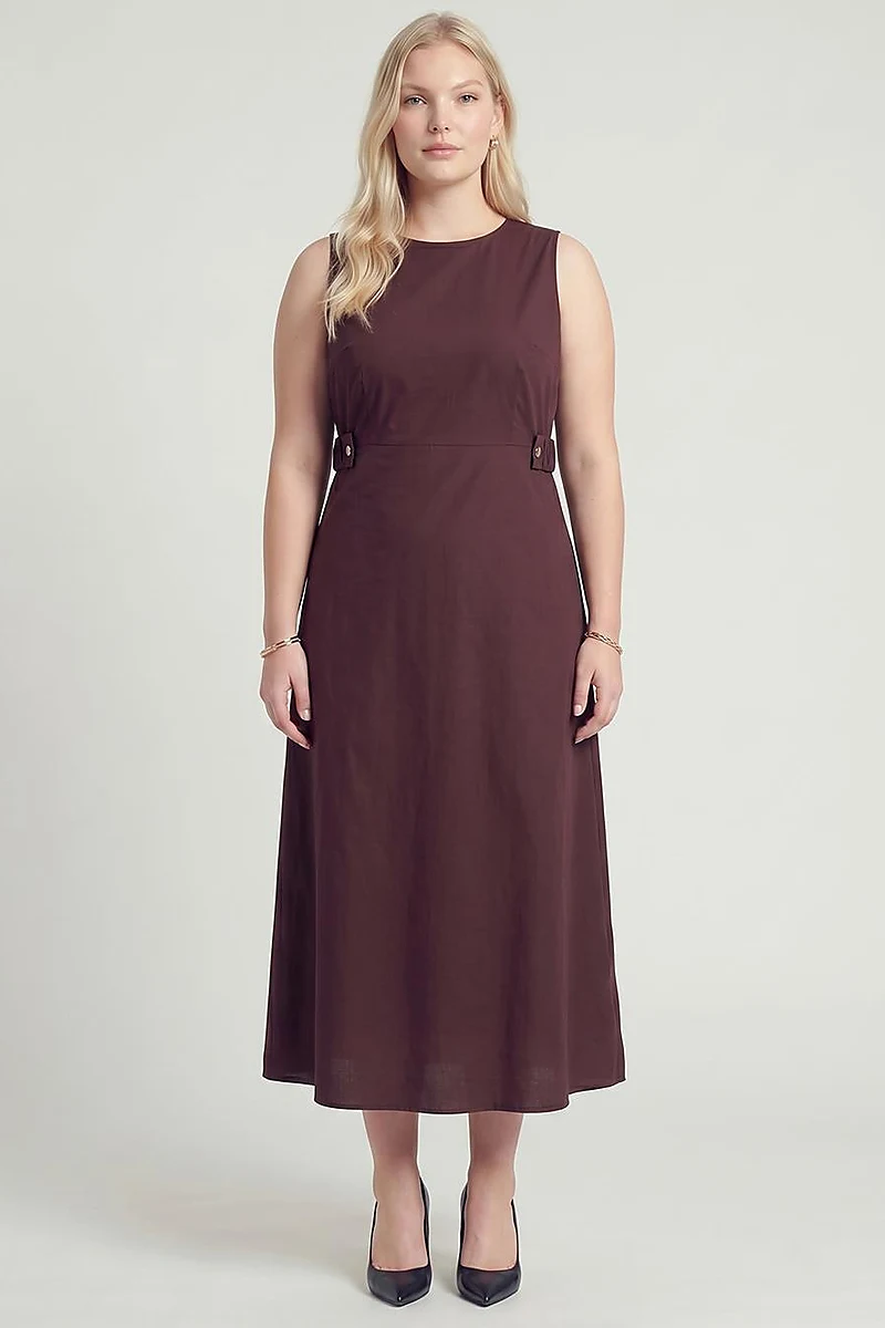 Waist Detail Dress – Dark Burgundy
