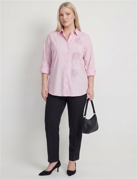 Embroidered Detail Cotton Blouse – Lilac