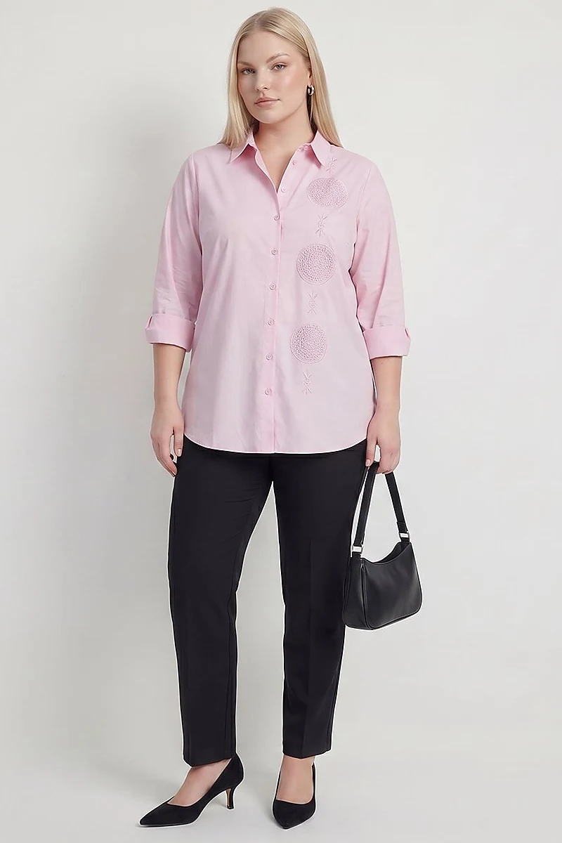 Embroidered Detail Cotton Blouse – Lilac