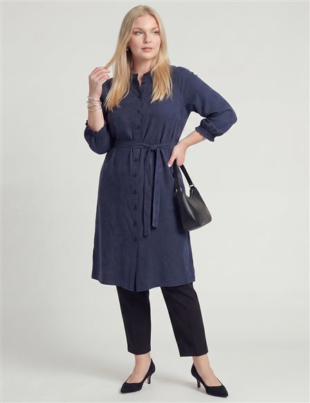 100% Lyocell Raglan Sleeve Long Tunic – Dark Navy