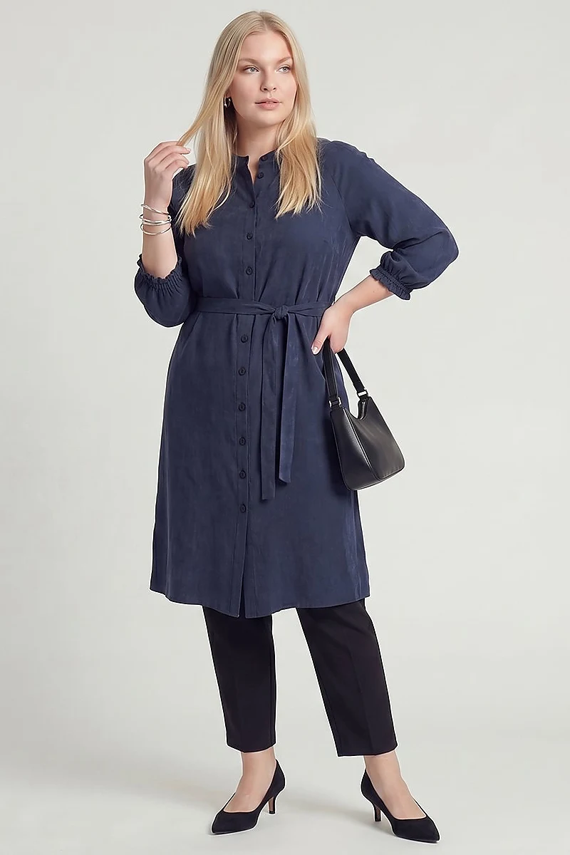 100% Lyocell Raglan Sleeve Long Tunic – Dark Navy