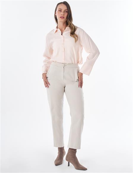 Elastic Waist Non-Denim Pants Light Grey