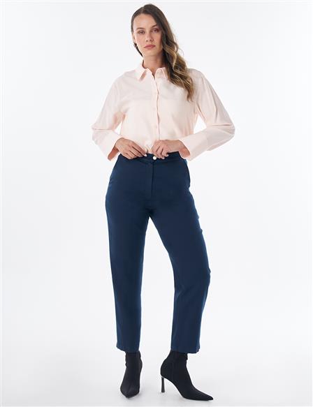 Elastic Waist Non-Denim Pants Dark Navy