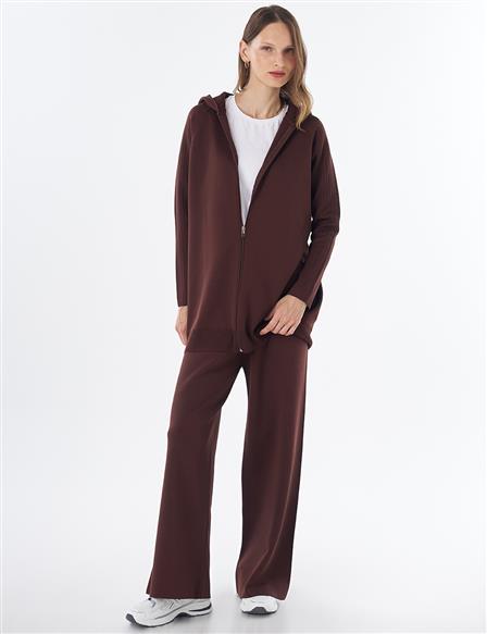 Hooded Knit Set – Brown