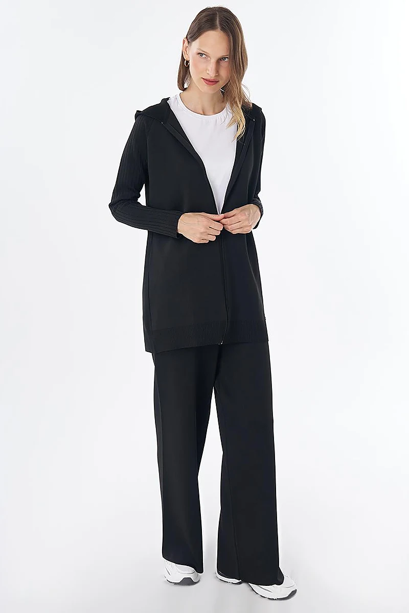 Hooded Knit Set – Black
