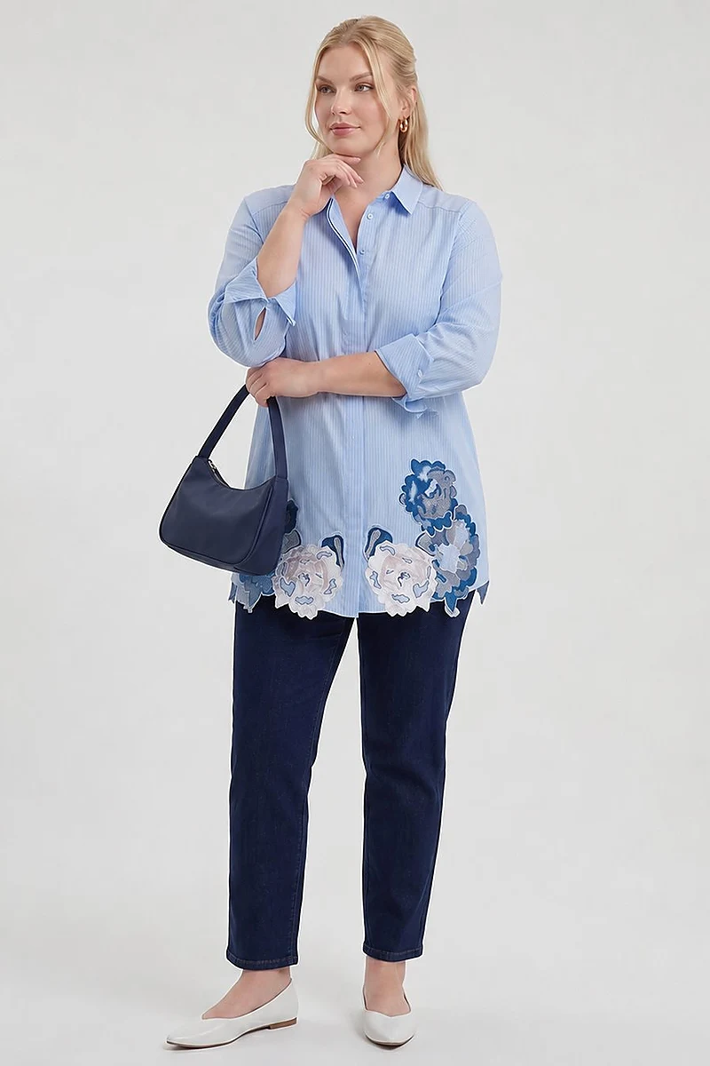 Appliqué Detail Modal Tunic – Air Force Blue