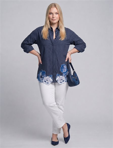 Appliqué Detail Modal Tunic – Dark Navy