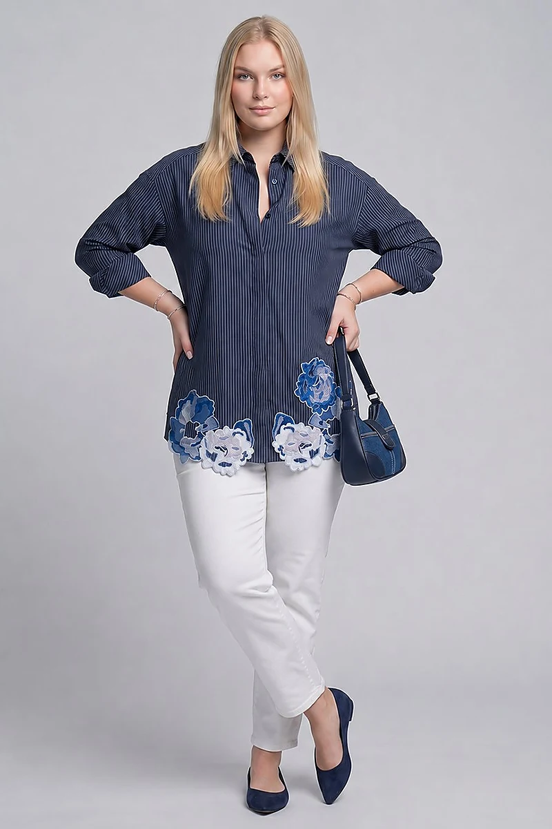 Appliqué Detail Modal Tunic – Dark Navy
