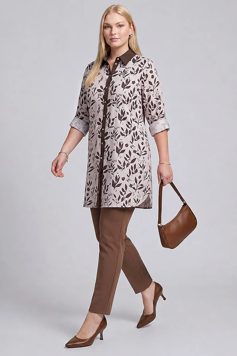 100% Cotton Floral Print Tunic – Cream