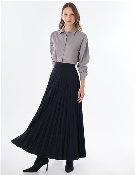 Basic Pleated Skirt - Black