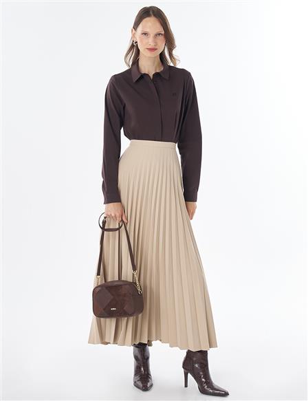 Basic Pleated Skirt - Stone