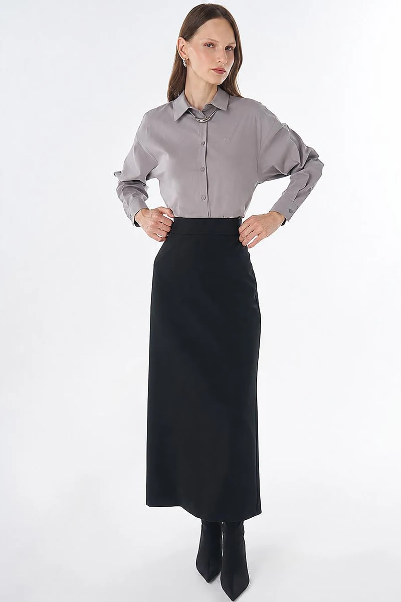 High-Waist Pencil Skirt - Black