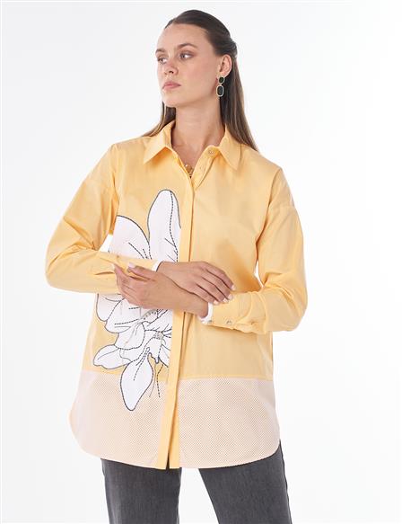 Mesh Trim Cotton Tunic – Melon
