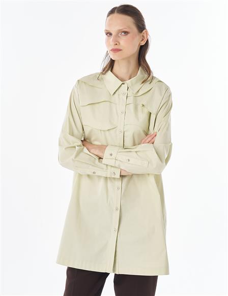 Layered Cotton Blouse Light Lime