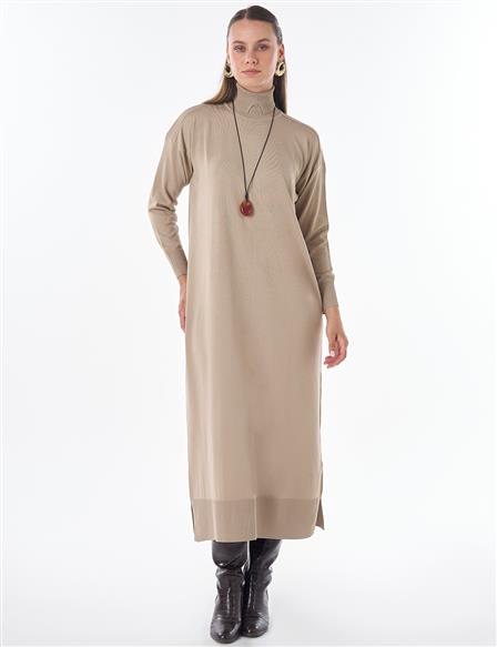 Turtleneck Knit Dress – Stone