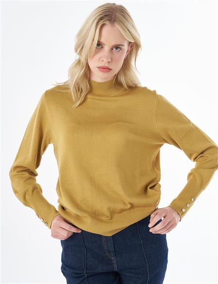 Basic Viscose Knit Sweater Mustard 