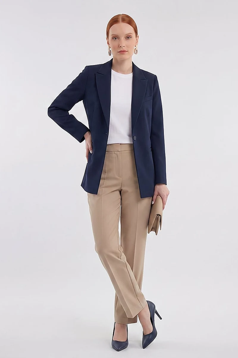 Single-Button Basic Blazer Navy