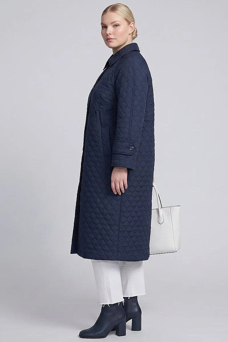 Epaulette Detail Quilted Poncho-Style Outerwear Dark Navy