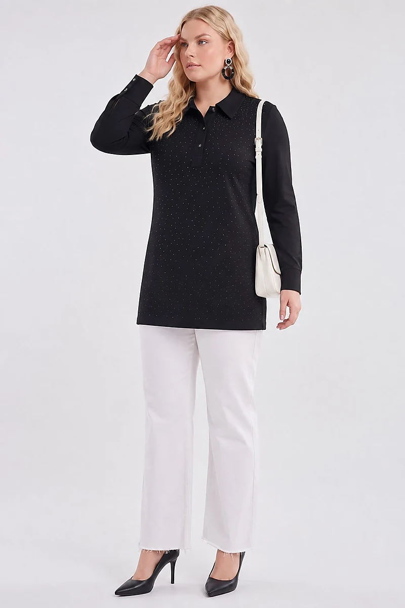 Hotfix Printed Modal Sweatshirt Black