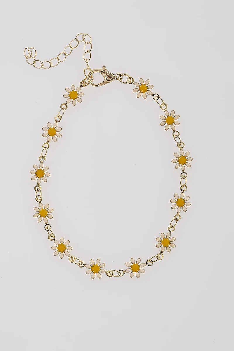 Daisy Charm Anklet Gold