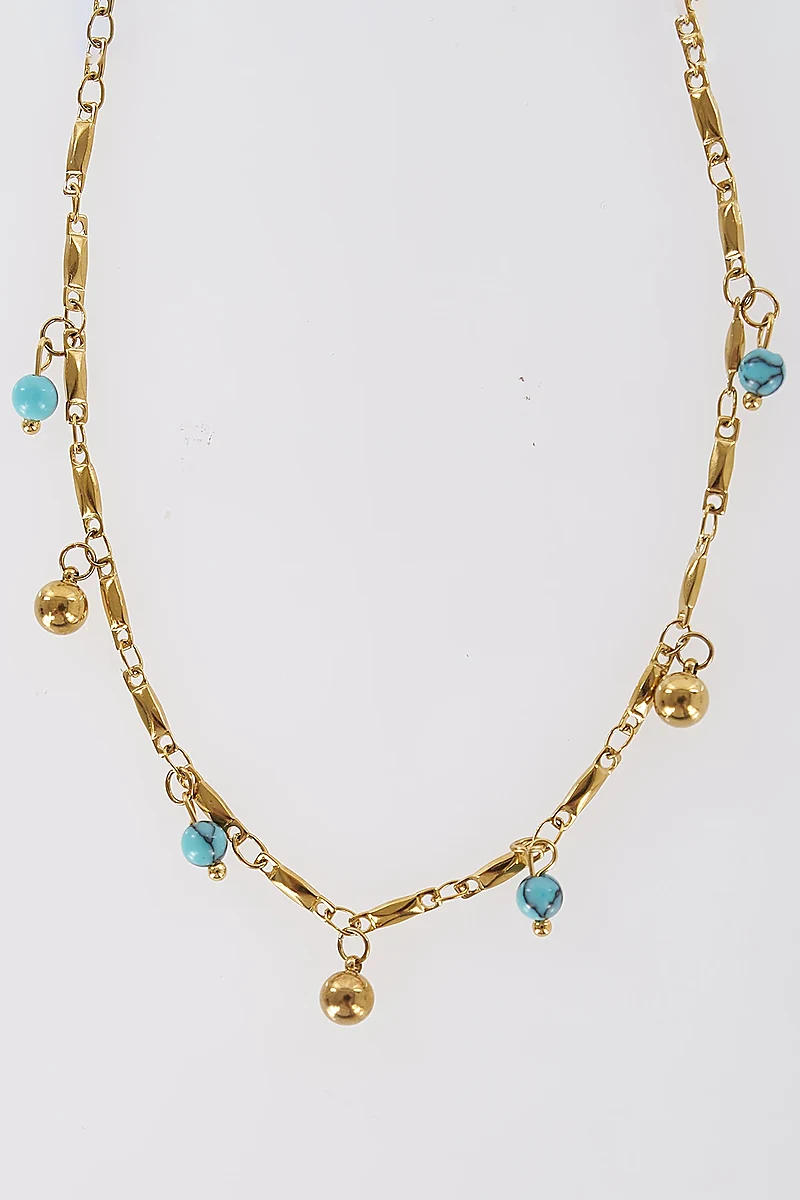 Dangling Bead Detail Anklet Gold