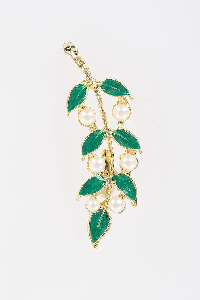 Leaf Figure Brooch Gold