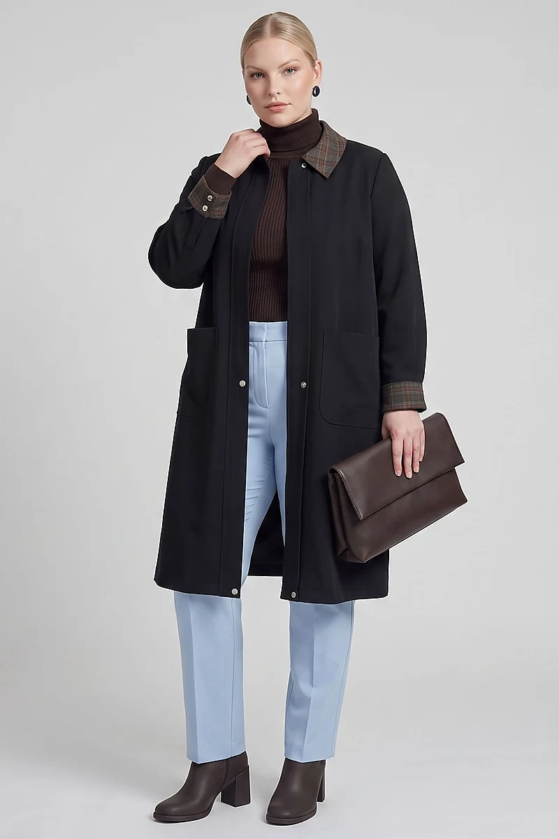 Contrast Trimmed Sports Stitch Detail Cape Black