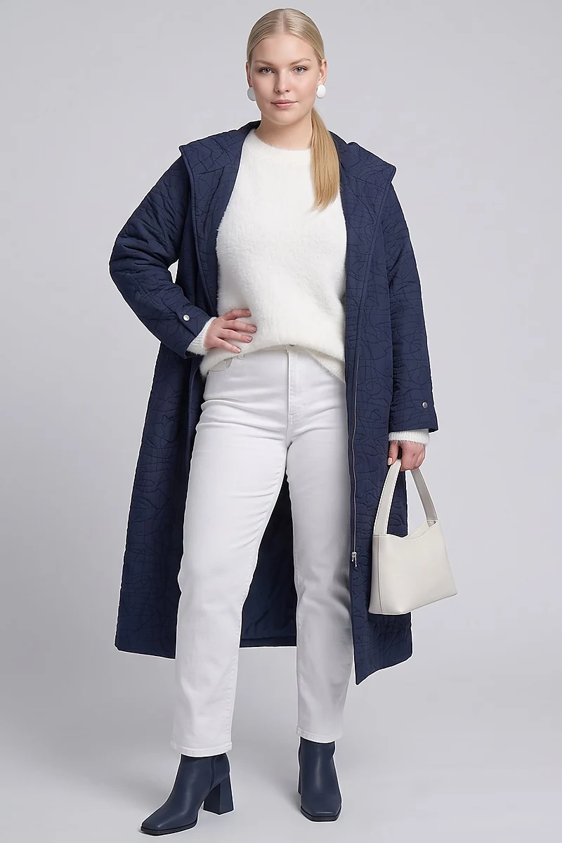 Scarf-Detail Quilted Slip-On Navy
