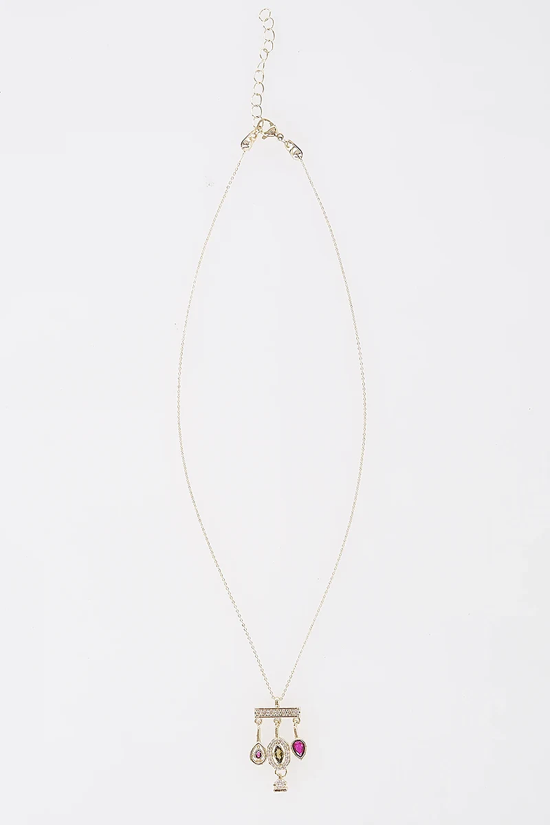 Triple Pendant Necklace Gold