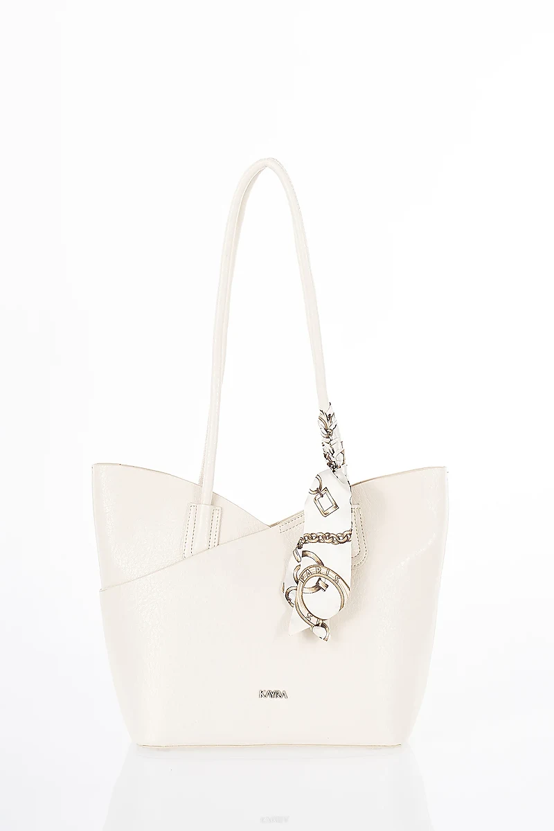 Scarf Detail Shoulder Bag Cream