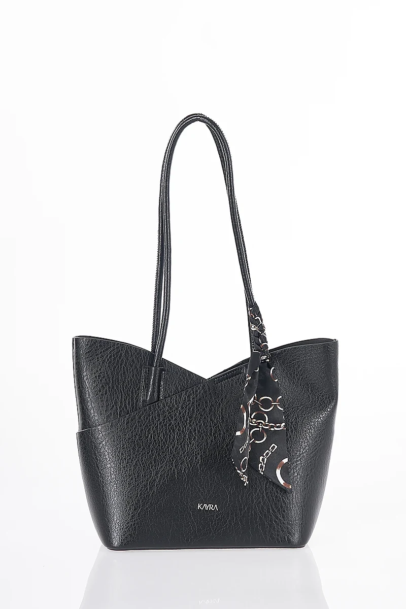 Scarf Detail Shoulder Bag Black