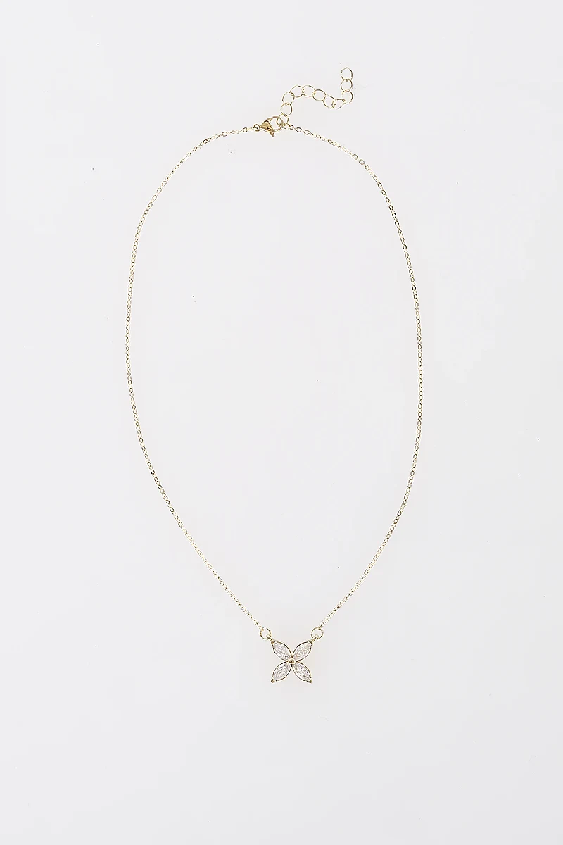 Minimal Flower Necklace Gold