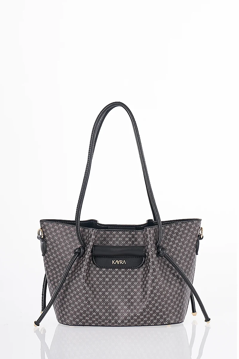 Gathered Detail Shoulder Bag Black