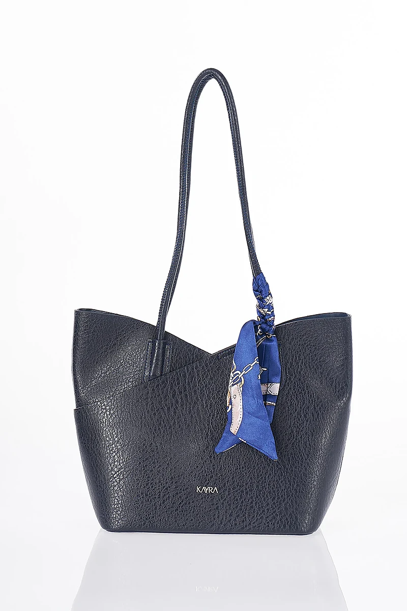 Scarf Detail Shoulder Bag Navy
