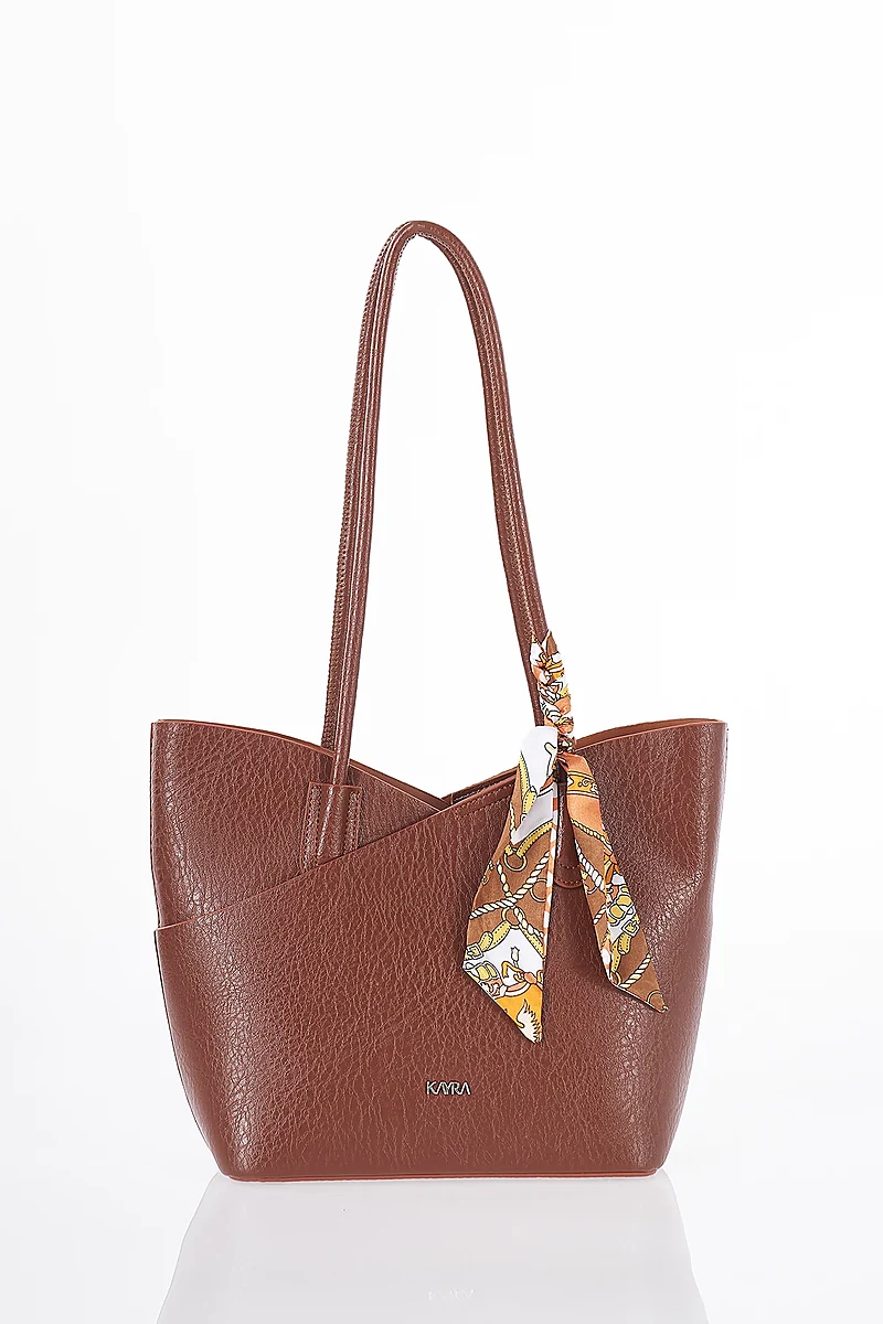 Scarf Detail Shoulder Bag Tan