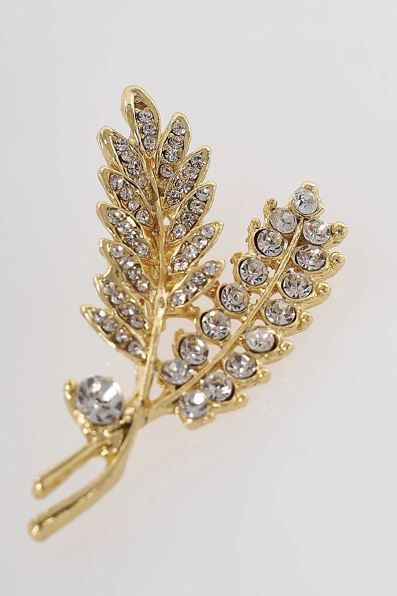 Wheat Ear Figure Brooch Gold