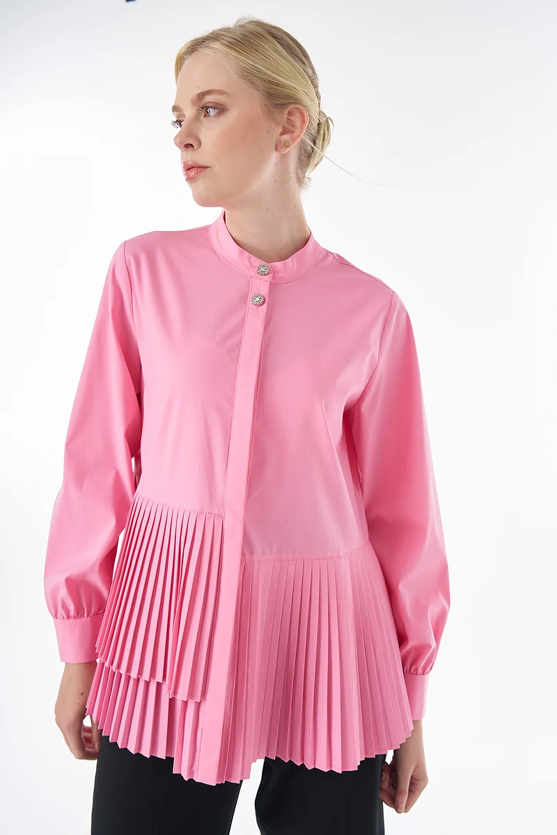 Piliseli Pamuklu Tunik Pembe 