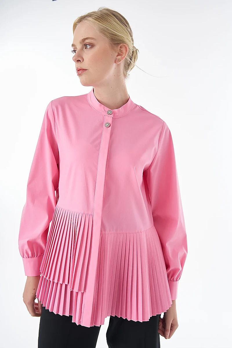 Pleated Cotton Tunic Pink