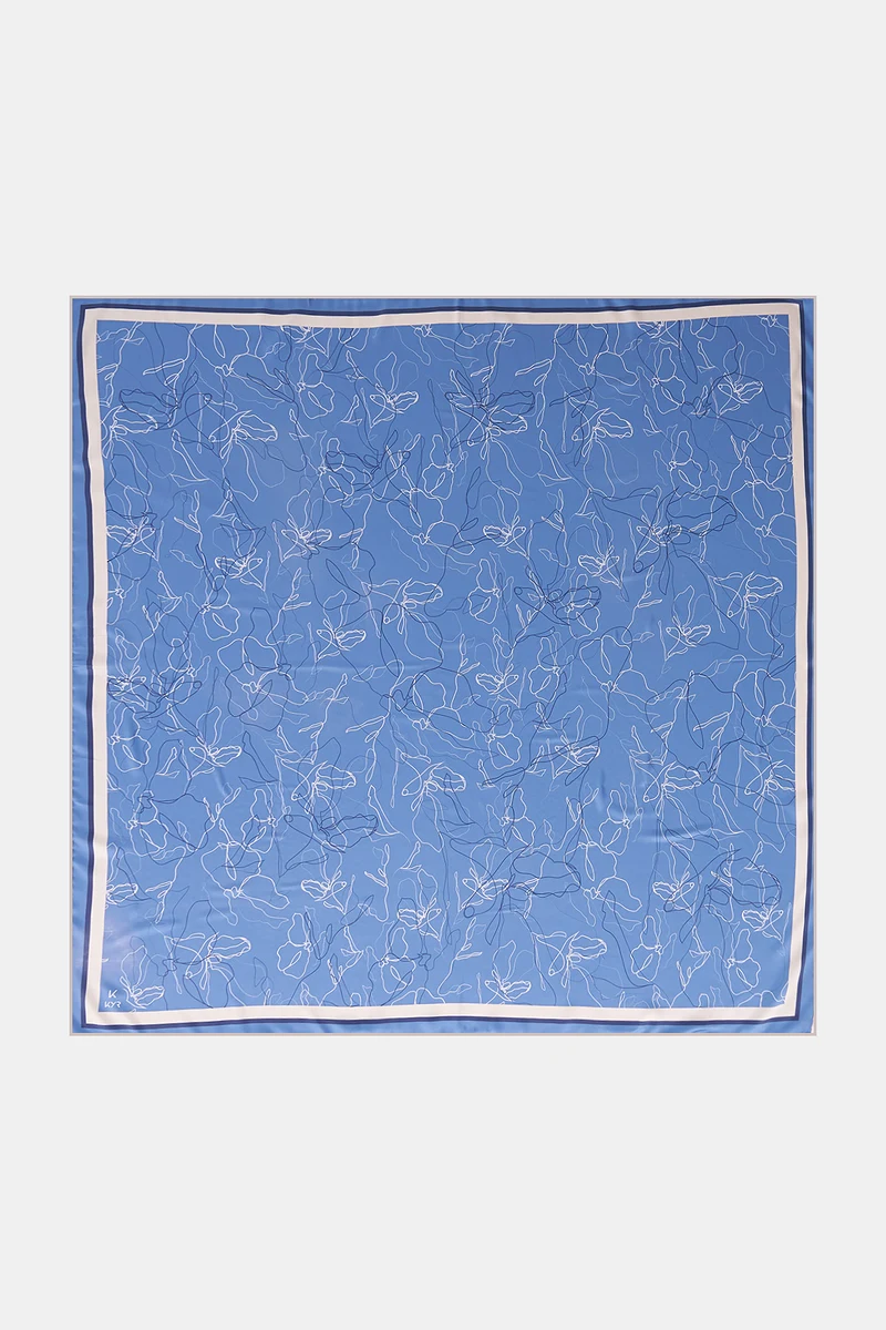 Line Drawing Twill Scarf Indigo