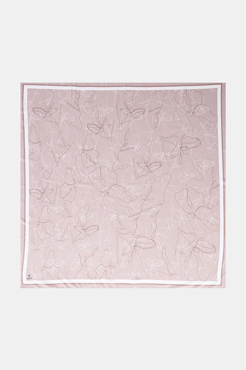 Line Drawing Twill Scarf Light Beige