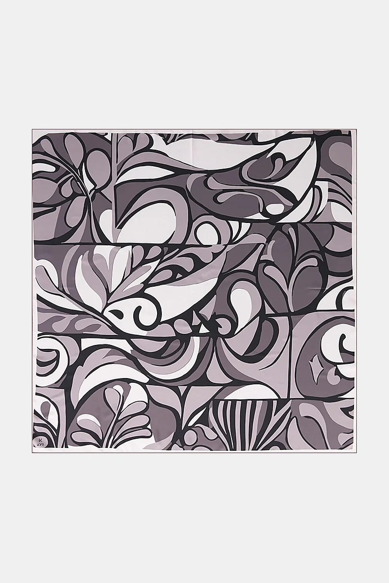Botanical Patterned Scarf Black
