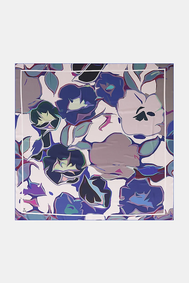 Floral Patterned Scarf Navy-Stone