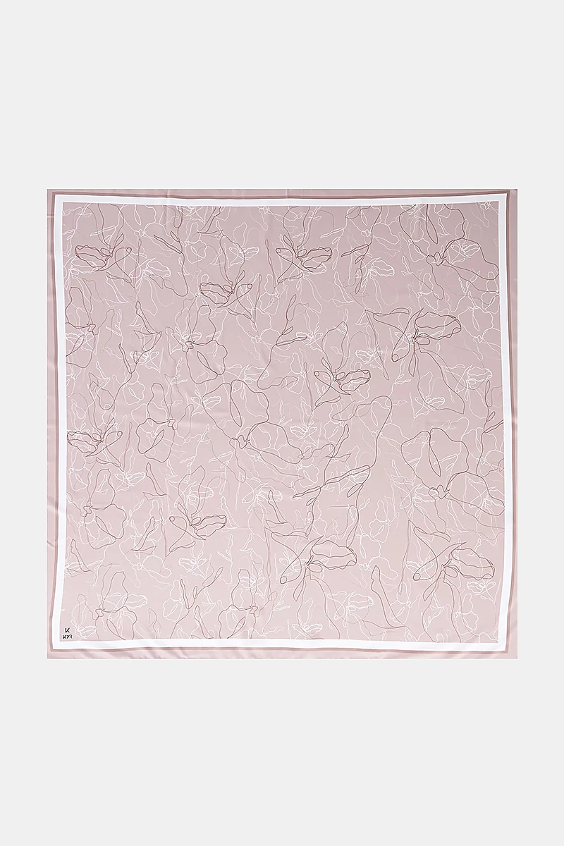 Line Drawing Twill Scarf Light Beige
