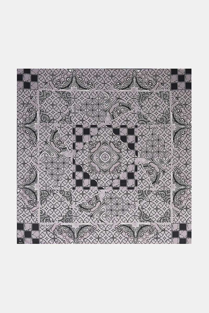 Ethnic Pattern Twill Scarf Black