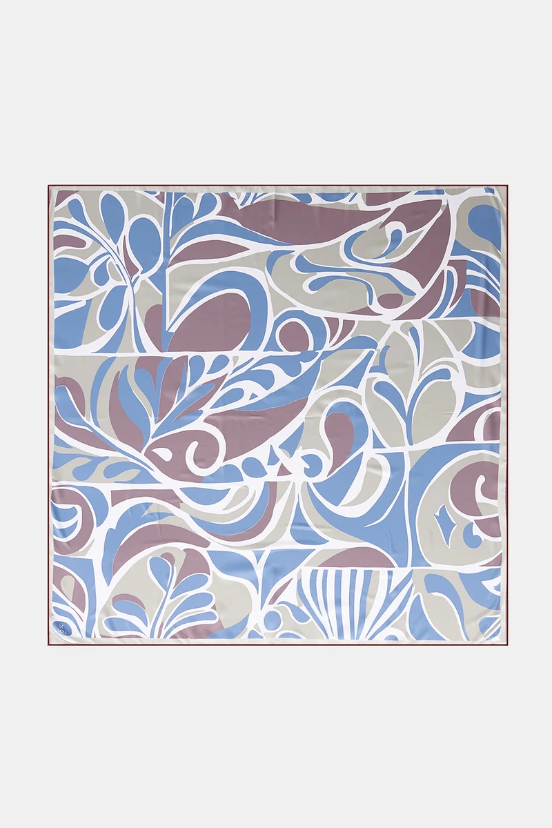 Botanical Patterned Scarf Mint-Blue