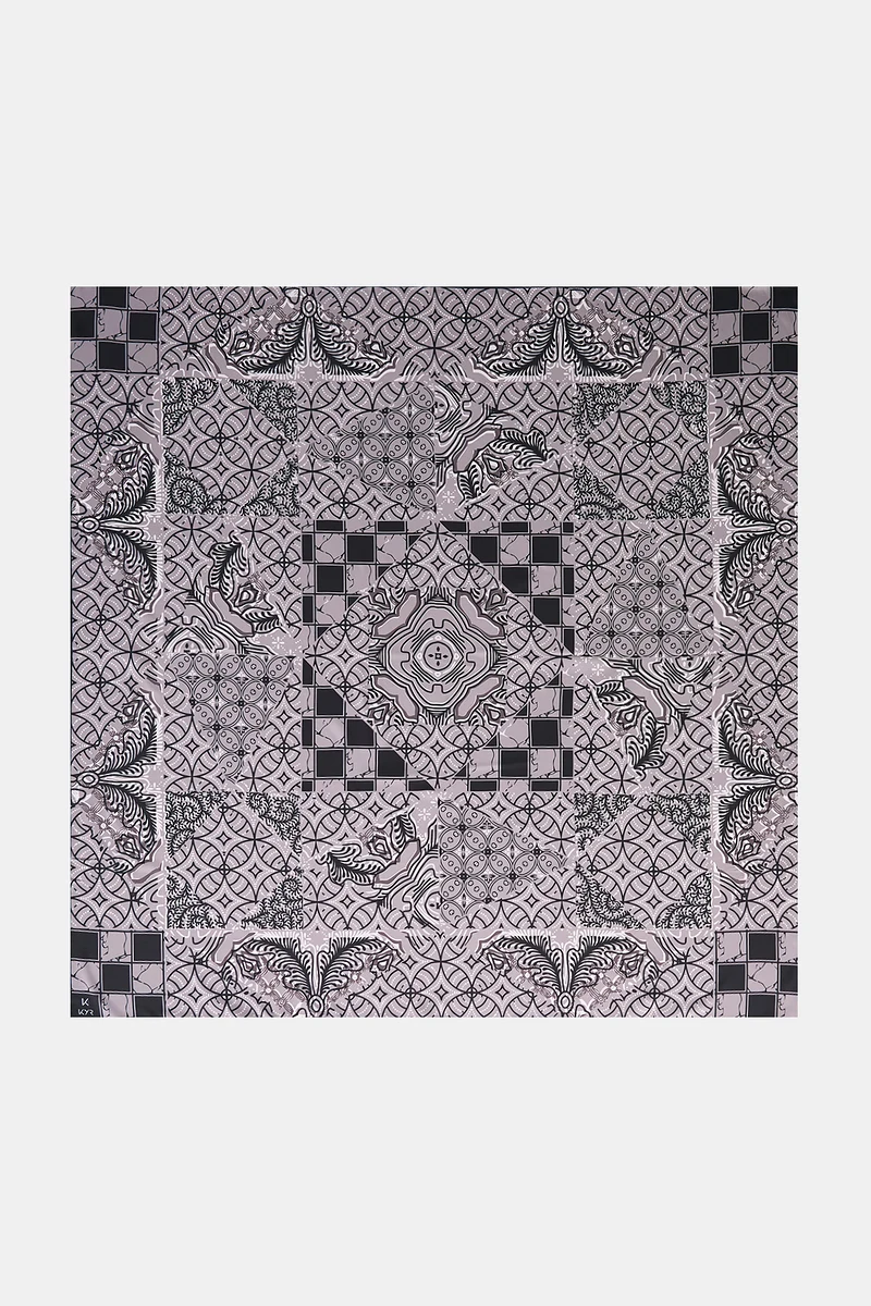 Ethnic Pattern Twill Scarf Black